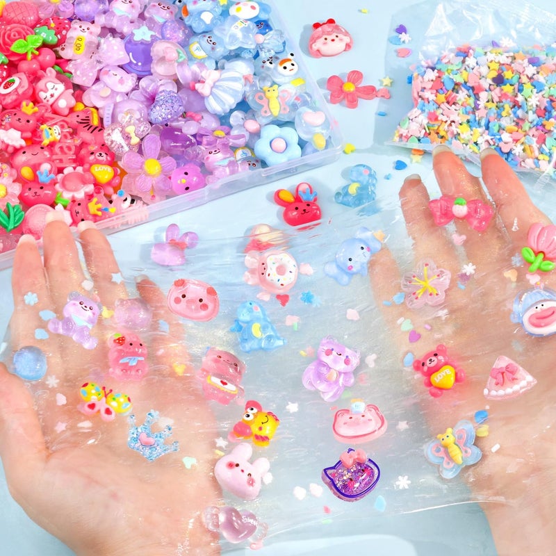 Glitzest 100PCS TINKRSTUFF Slime Charms Jelly Cute Flatback Resin Charms For Slime, Random Kawaii Decoden Charm for Embellishments Phone Junk Case Charms Bulk, Scrapbooking Crafting & DIY Decor(4 Color Series) - Image 5